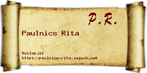 Paulnics Rita névjegykártya